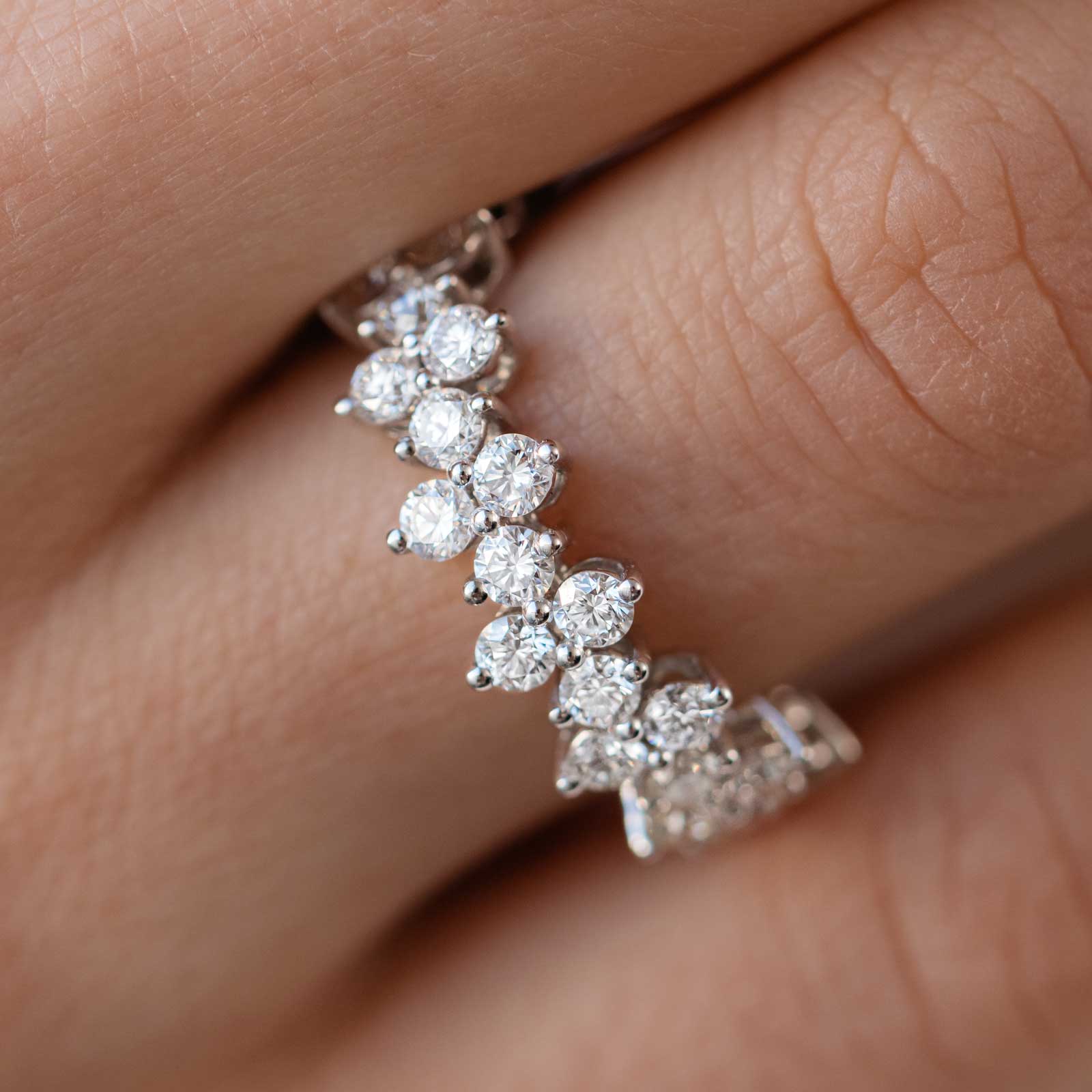 2 TCW Round Cluster Moissanite Wedding Band