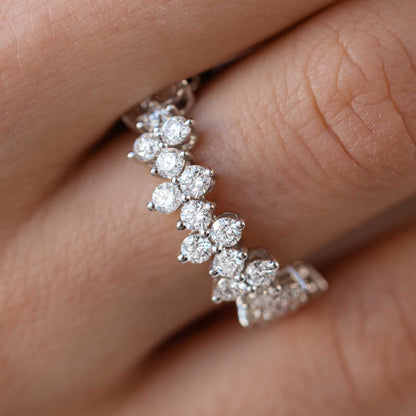 2 TCW Round Cluster Moissanite Wedding Band