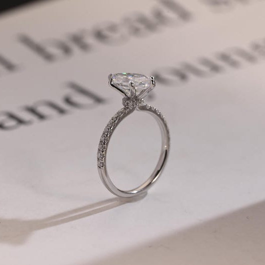 2.0 CT Marquise Pave Moissanite Engagement Ring