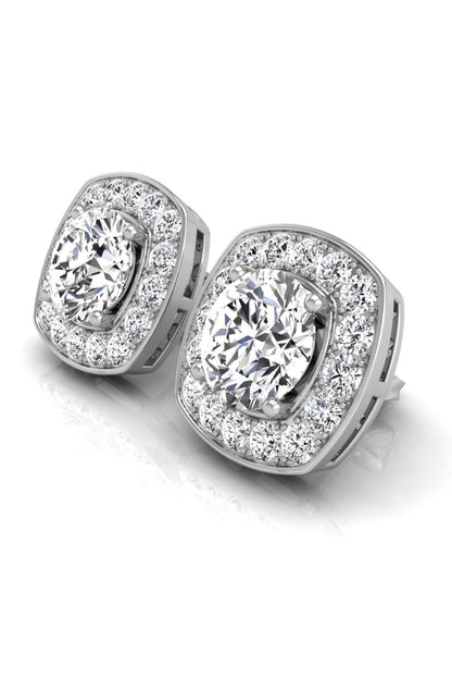 5 TCW Round Cut Halo Stud Moissanite Earrings
