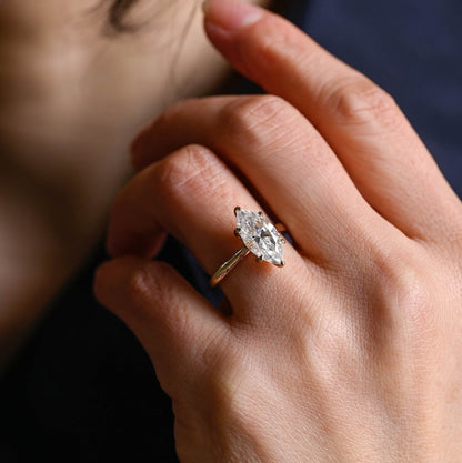 2.0 CT Marquise Solitaire Moissanite Engagement Ring