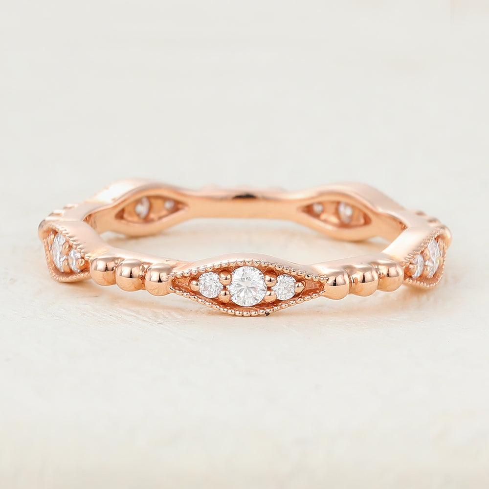 0.17 TCW Round Milgrain & Eternity Moissanite Wedding Band