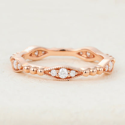 0.17 TCW Round Milgrain & Eternity Moissanite Wedding Band