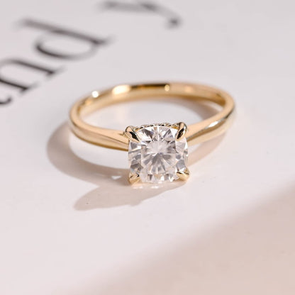2.0 CT Round Hidden Halo Moissanite Engagement Ring