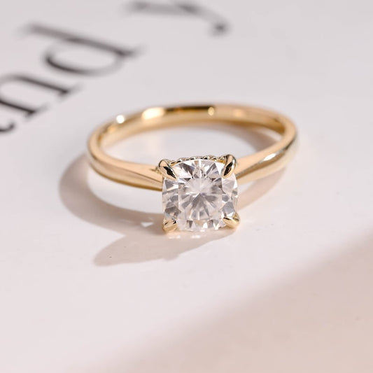2.0 CT Round Hidden Halo Moissanite Engagement Ring