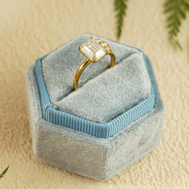 2.0 CT Emerald Cluster Moissanite Engagement Ring