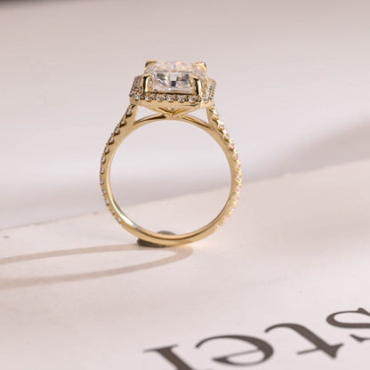 2.5 CT Radiant Pave & Halo Moissanite Engagement Ring
