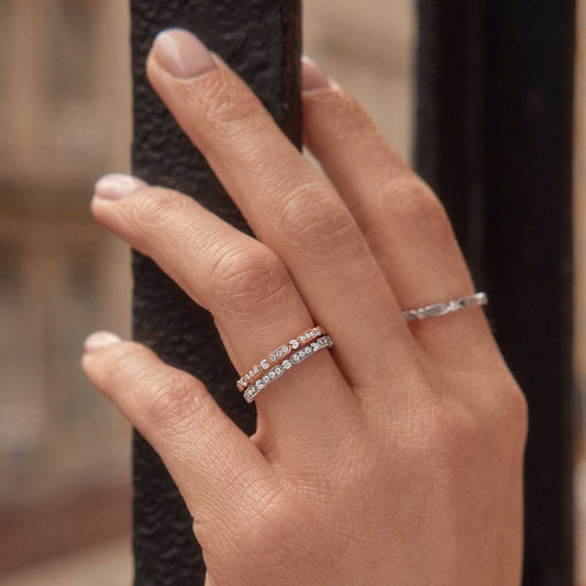 0.72 TCW Round Full Eternity Moissanite Wedding Band