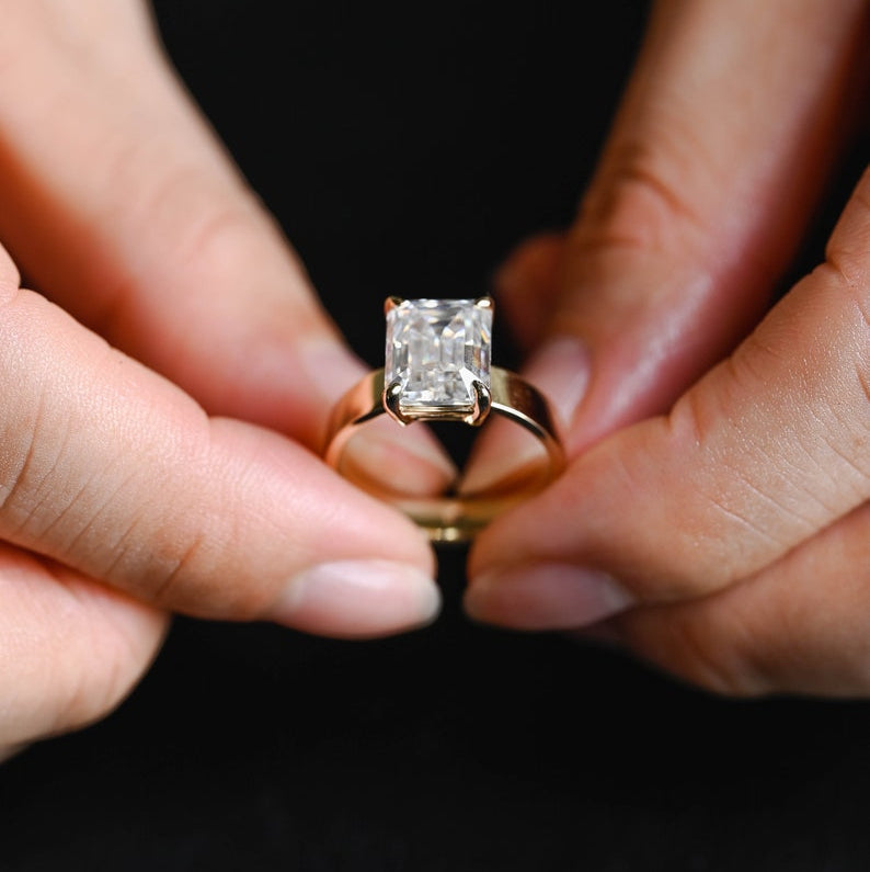 2.5 CT Radiant Hidden Halo Moissanite Engagement Ring