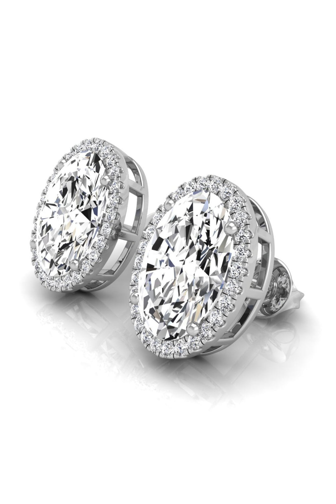 4.3 TCW Oval Cut Halo Stud Moissanite Earrings