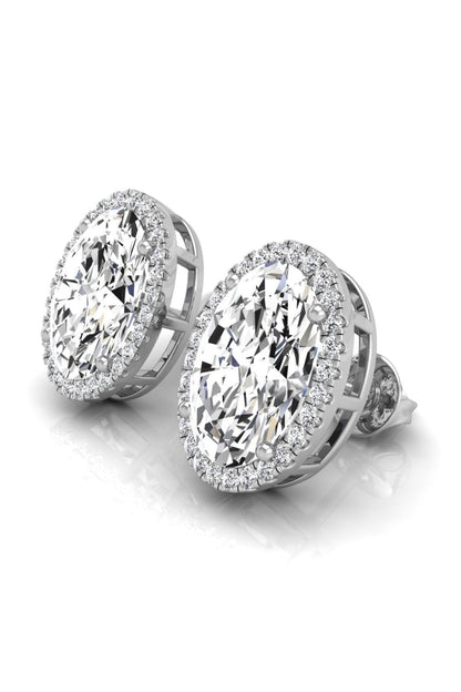 4.3 TCW Oval Cut Halo Stud Moissanite Earrings