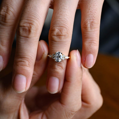 2.0 CT Oval Cluster Moissanite Engagement Ring