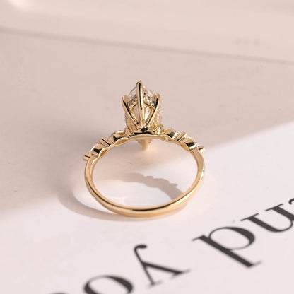 2.0 CT Marquise Pave Moissanite Engagement Ring