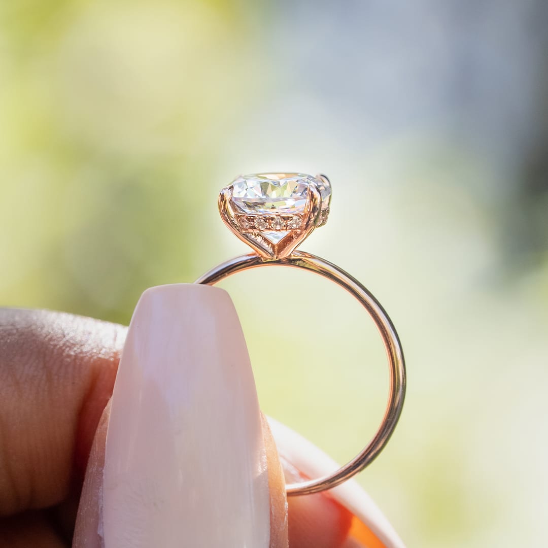 3 CT Round Hidden Halo Moissanite Engagement Ring