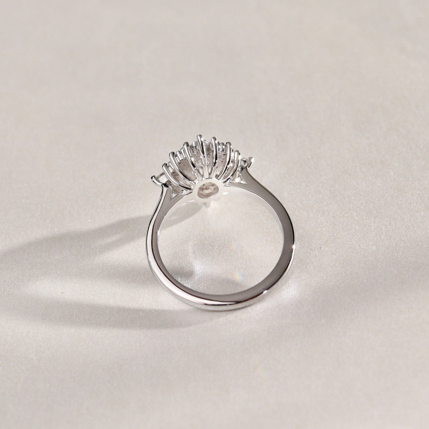 0.75 CT Oval Cluster Moissanite Engagement Ring