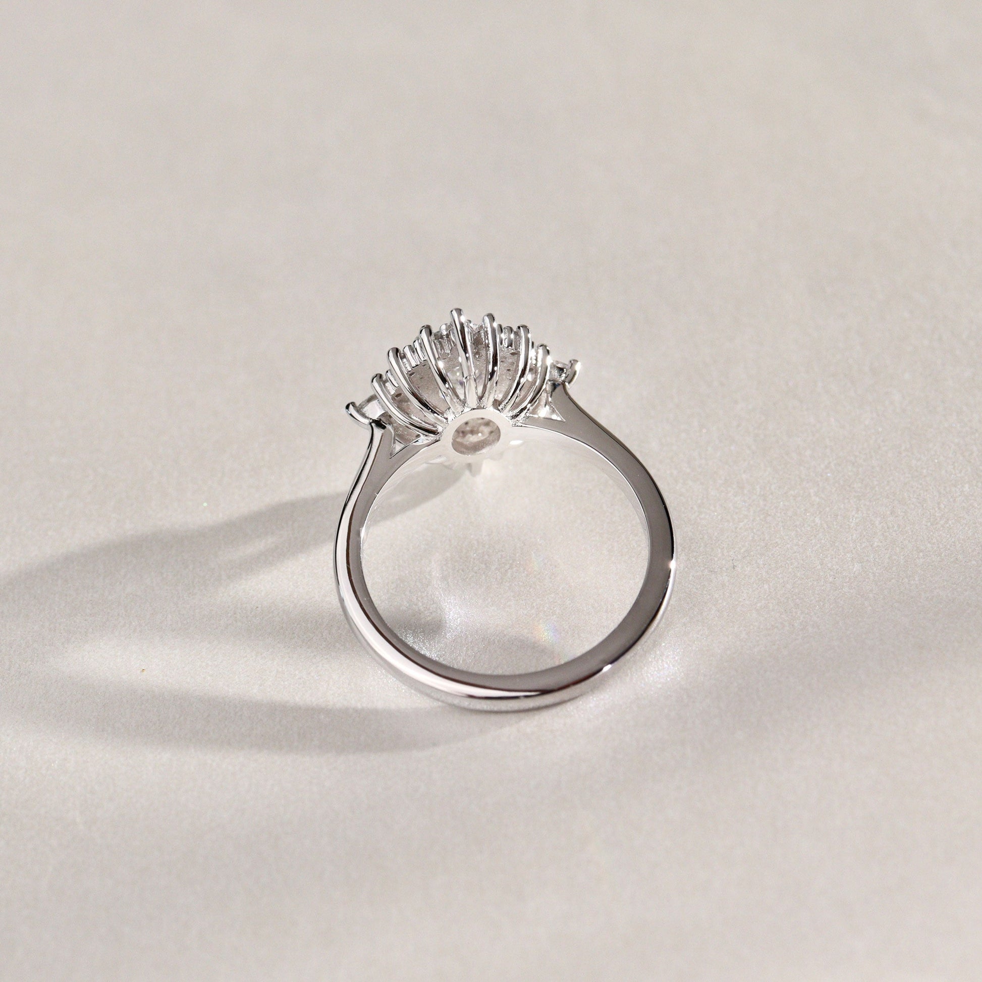 0.75 CT Oval Cluster Moissanite Engagement Ring