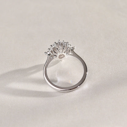 0.75 CT Oval Cluster Moissanite Engagement Ring