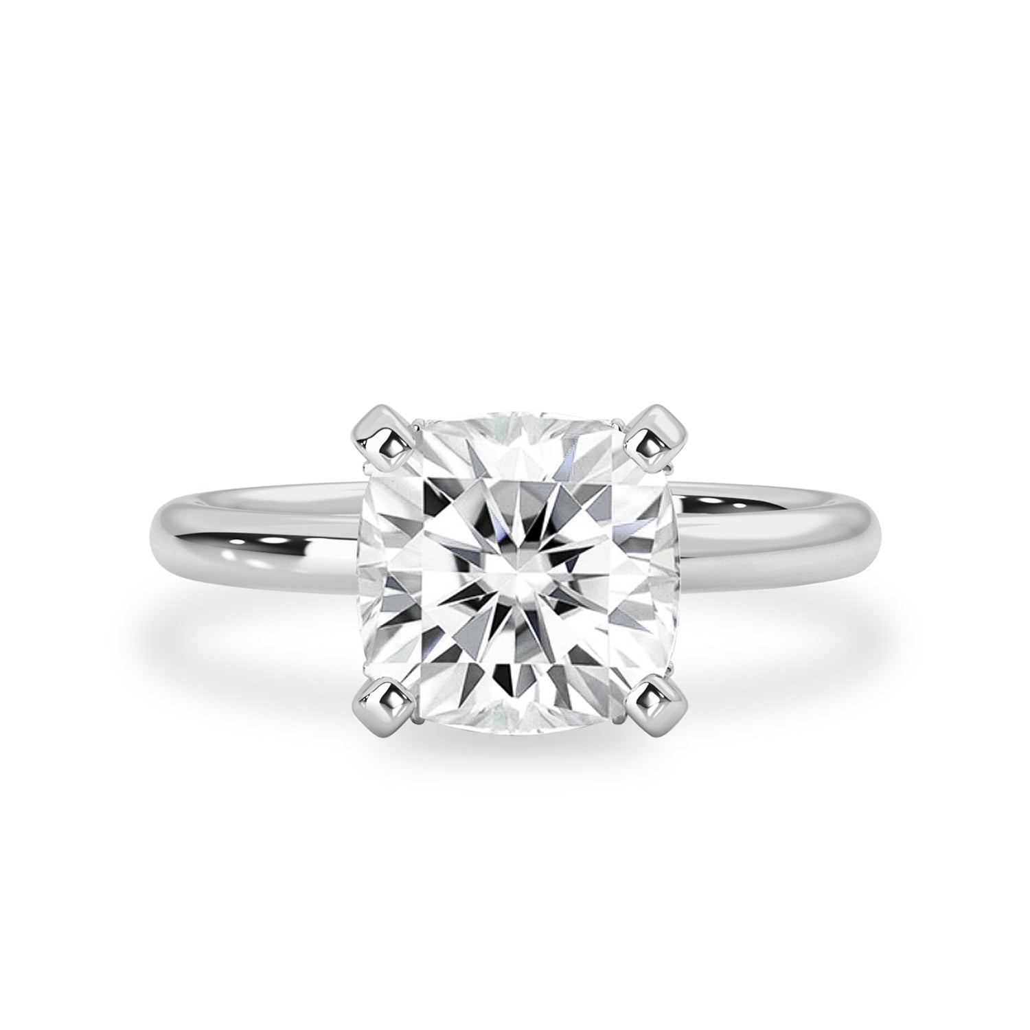 2.0 CT Cushion Moissanite Hidden Halo Engagement Ring - farrellouise