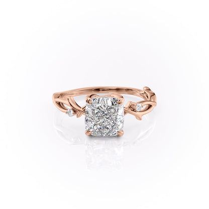 2.54 CT Cushion Twig Pave Moissanite Engagement Ring