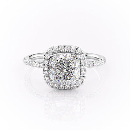 2.54 CT Cushion Halo & Pave Moissanite Engagement Ring