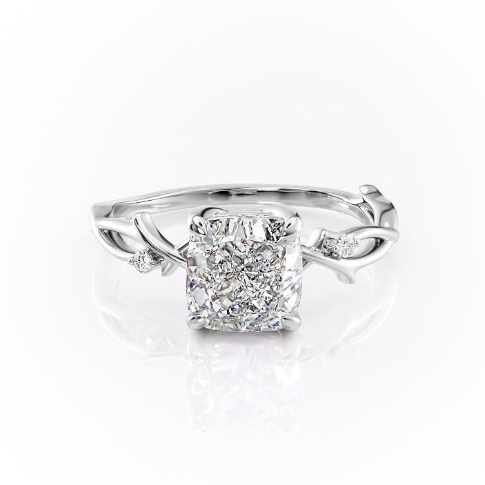 2.54 CT Cushion Twig Pave Moissanite Engagement Ring