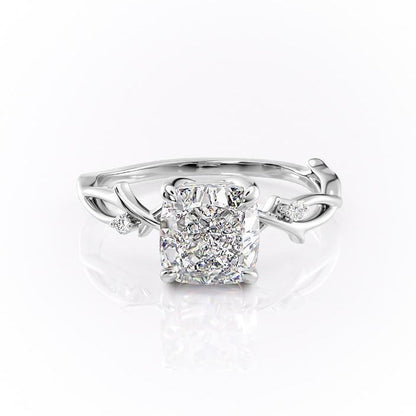 2.54 CT Cushion Twig Pave Moissanite Engagement Ring