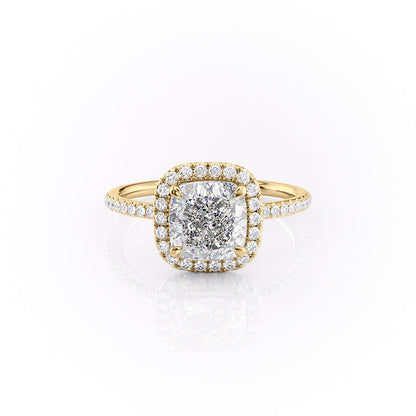 2.54 CT Cushion Halo & Pave Moissanite Engagement Ring