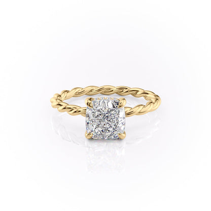 2.15 CT Cushion Cut Twisted Band Moissanite Engagement Ring 11