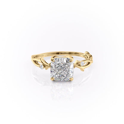 2.54 CT Cushion Twig Pave Moissanite Engagement Ring