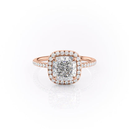 2.54 CT Cushion Halo & Pave Moissanite Engagement Ring