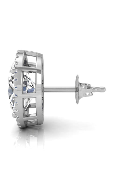 4.3 TCW Oval Cut Halo Stud Moissanite Earrings