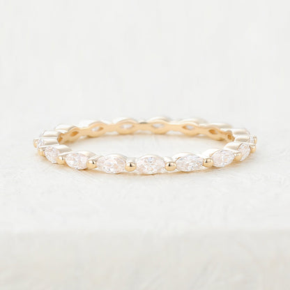 1.44 TCW Marquise Shaped Moissanite Eternity Wedding Band