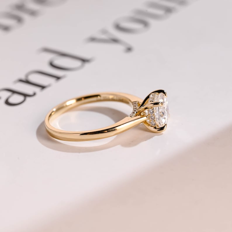 2.0 CT Round Hidden Halo Moissanite Engagement Ring