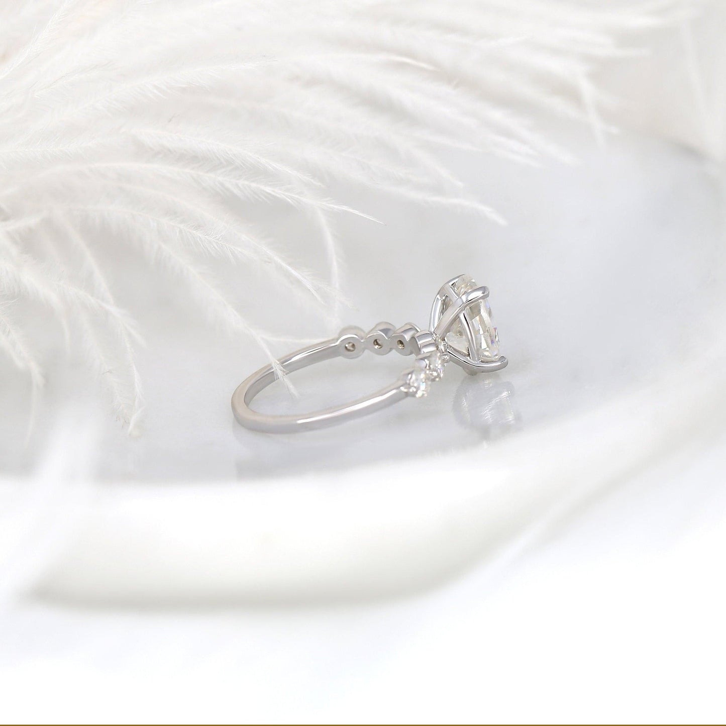2.5 CT Oval Pave Moissanite Engagement Ring