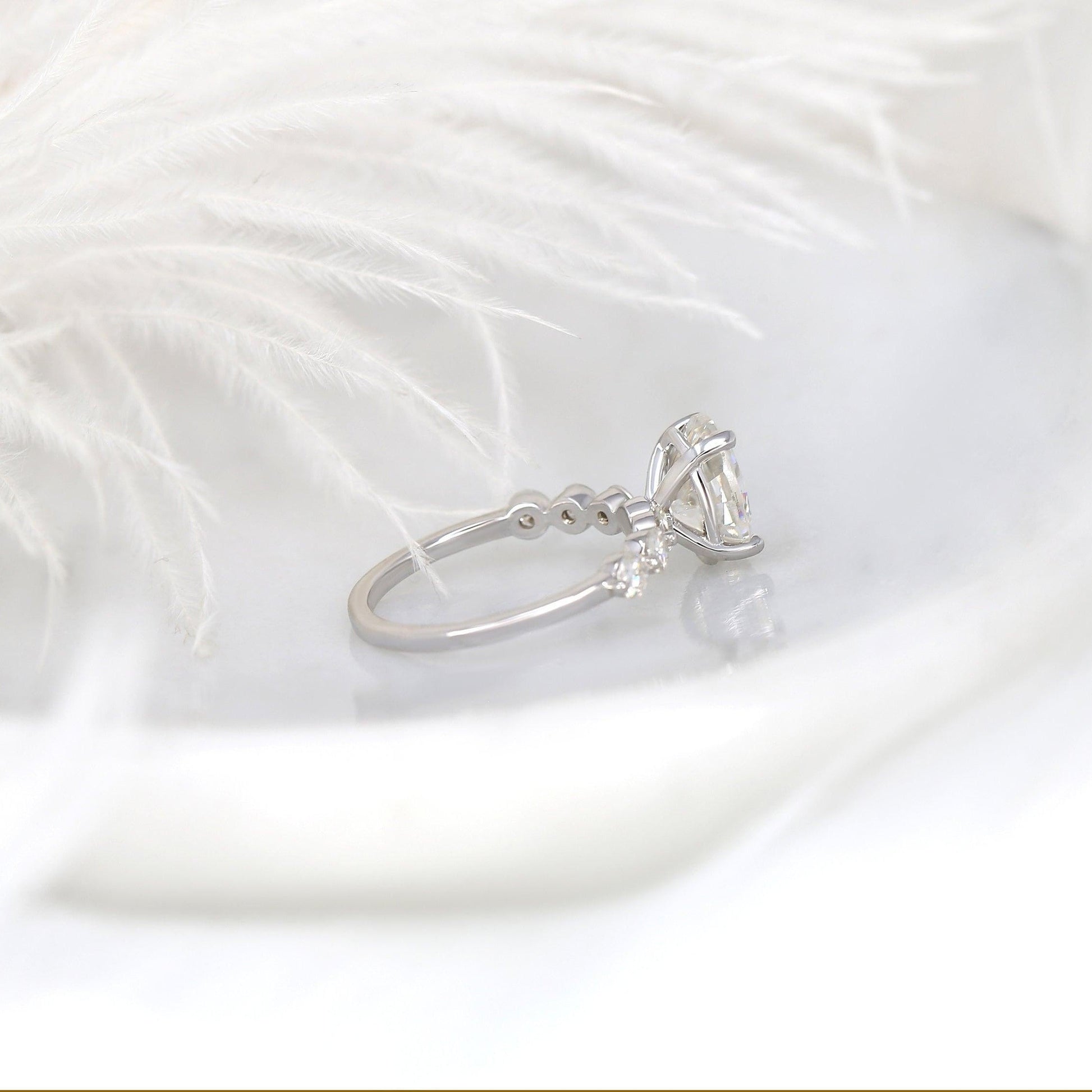2.5 CT Oval Pave Moissanite Engagement Ring