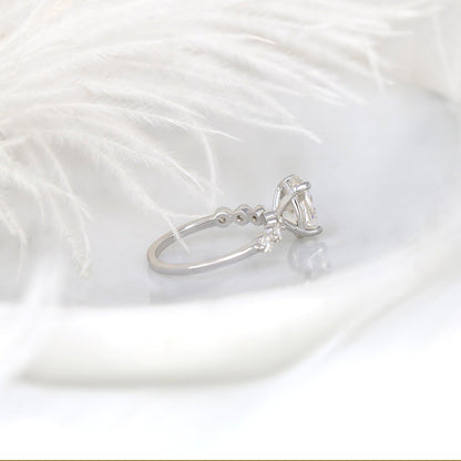 2.5 CT Oval Pave Moissanite Engagement Ring