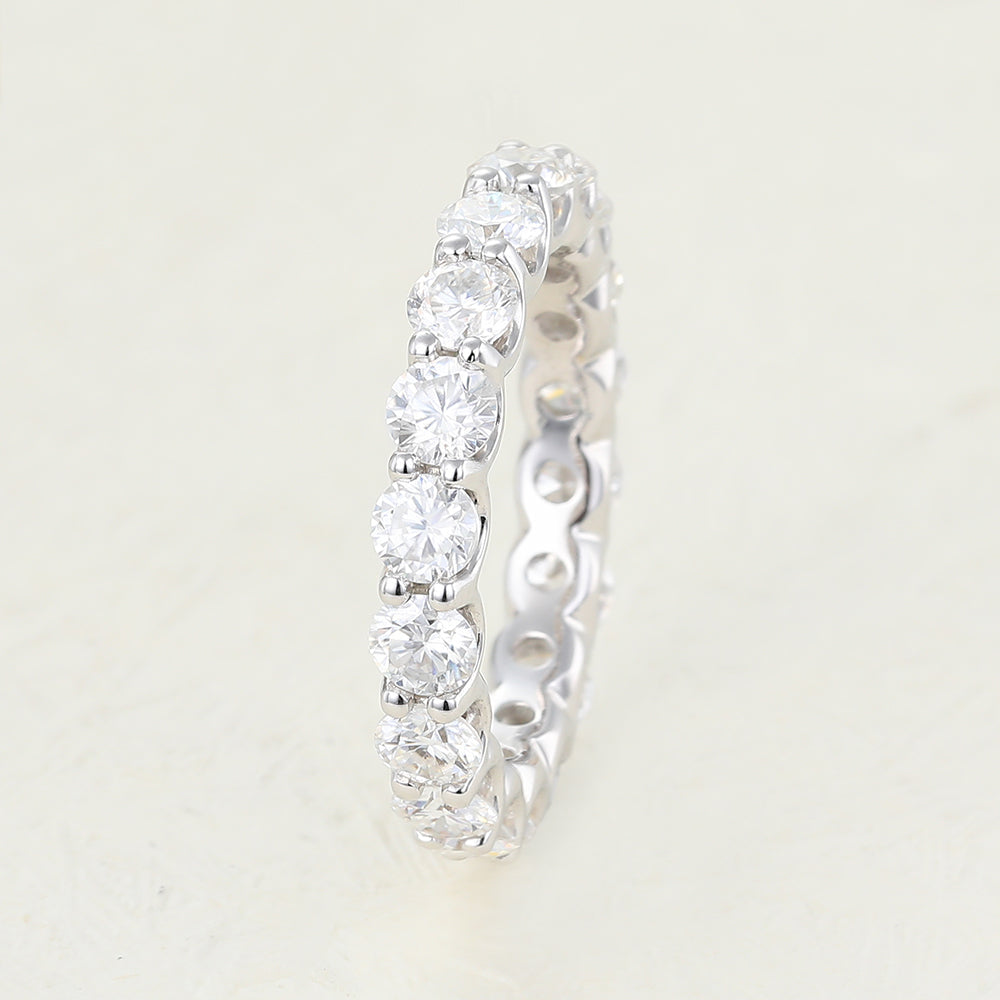 1.8 TCW Round Shaped Moissanite Full Eternity Wedding Band