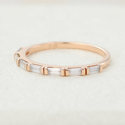 0.42 TCW Baguette Half Eternity Moissanite Wedding Band
