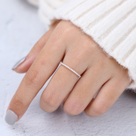 0.14 TCW Round Half Eternity Moissanite Wedding Band