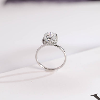 2.0 CT Elongated Cushion Halo Moissanite Engagement Ring
