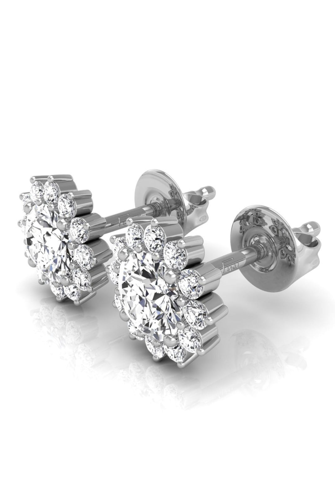 1.20 TCW Round Cut Halo Stud Moissanite Earrings