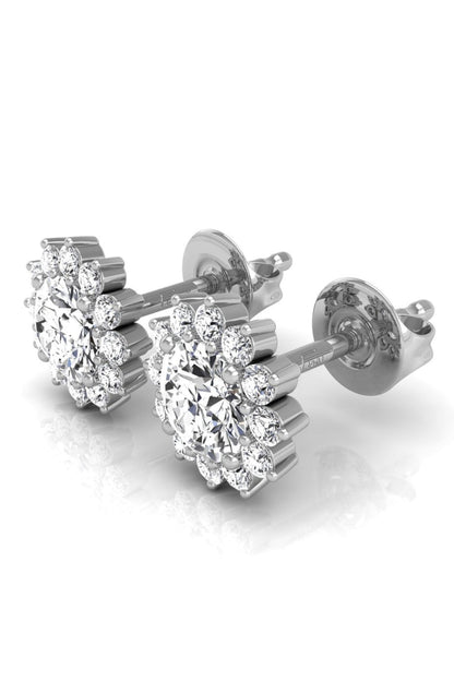 1.20 TCW Round Cut Halo Stud Moissanite Earrings