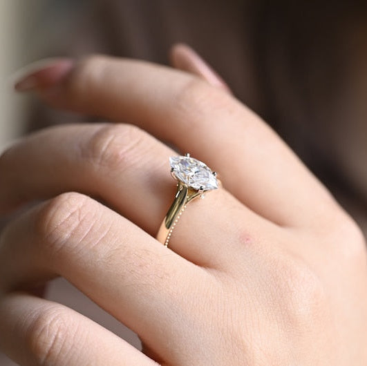2.0 CT Marquise Solitaire Moissanite Engagement Ring
