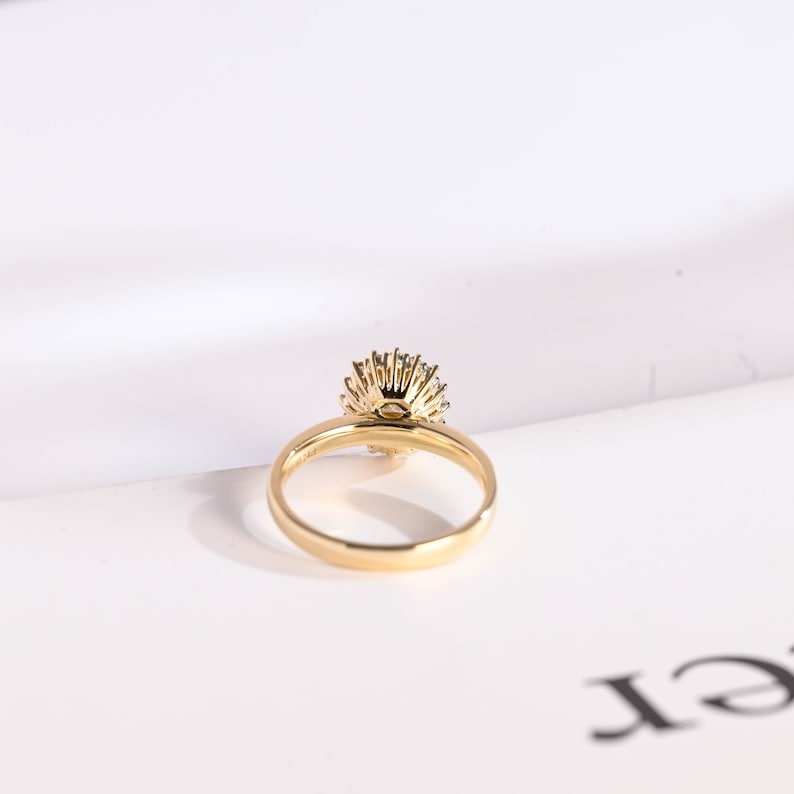 2.0 CT Oval Halo Moissanite Engagement Ring