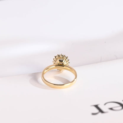 2.0 CT Oval Halo Moissanite Engagement Ring