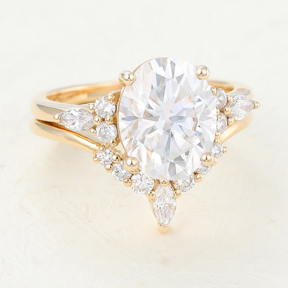 3 CT Oval Cluster Moissanite Bridal Set