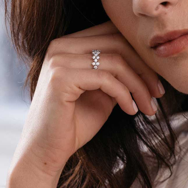 2 TCW Round Cluster Moissanite Wedding Band