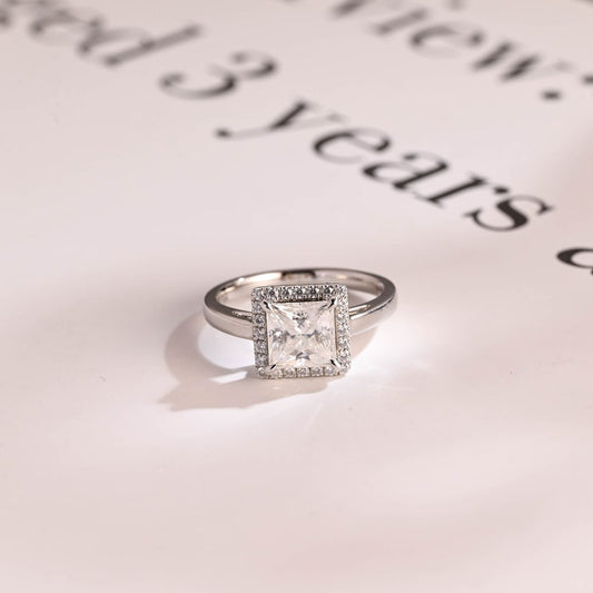 2.0 CT Princess Halo Moissanite Engagement Ring