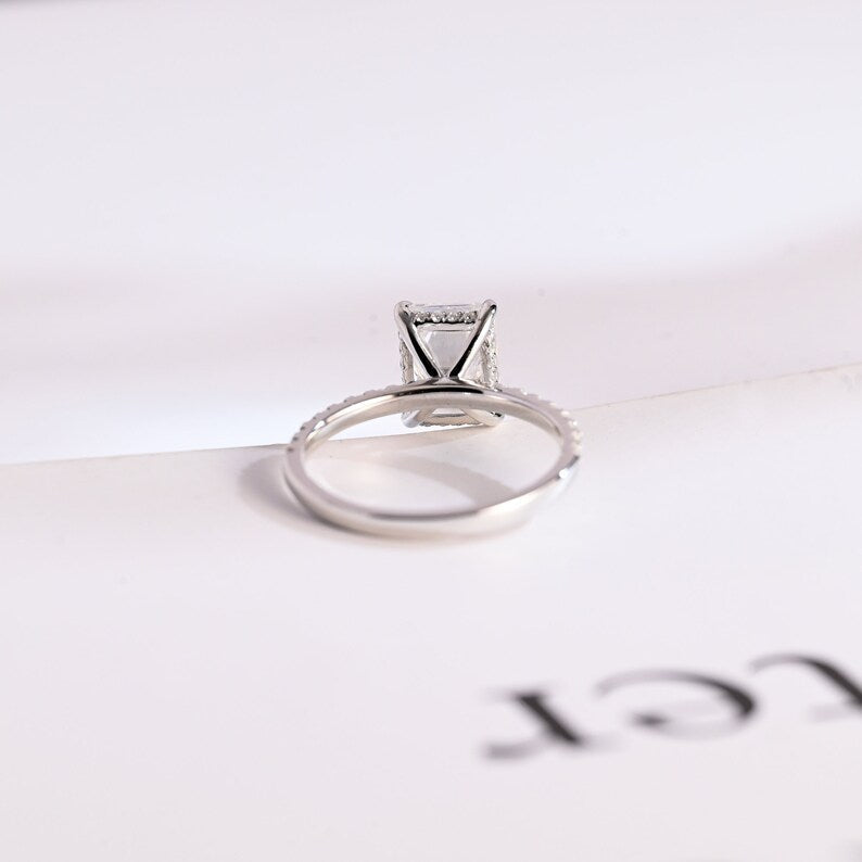 2.0 CT Emerald Pave Moissanite Engagement Ring