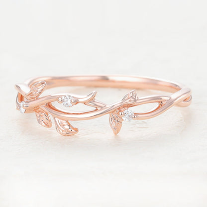 0.042 TCW Round Shaped Moissanite Twig Pave Wedding Band